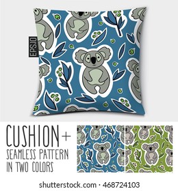 Design vector pillow (cushion).
Isolated pillow with seamless pattern in two colors.