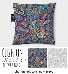 Design vector pillow.

Isolated cushion with seamless pattern. in two colors.