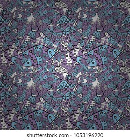 Design. Vector. Print. Doodles neutral, black and blue on colors. Tender fabric pattern. Flat elements.