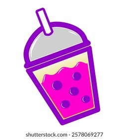 Design vector purple juice. cartoon cups of purple juice. Perfect for creating designs for various applications, such as wallpaper, fabric, or packaging.