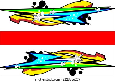 Design vector racing background with a unique pattern, a combination of stripes and bright colors and a star effect suitable for your racing design