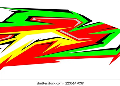 Design vector racing background with a unique stripe pattern, a blend of green, red, yellow on a white background