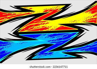 Design vector racing background with a unique stripe pattern, a combination of yellow, blue, black and other colors