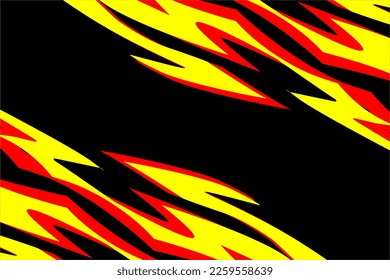 Design vector racing background with a unique stripe pattern, a combination of red and yellow colors on a black background