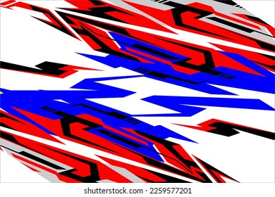 Diseño de fondo de carreras vectoriales con un patrón de banda único, una combinación única de colores blancos, azules y rojos adecuados para su diseño de carreras