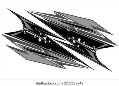 Design vector racing background with a unique line pattern and star effect and grayscale color, perfect for your racing and wrapping designs