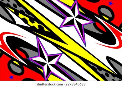 design vector racing background with a unique stripe pattern and with a mix of bright colors and with a star effect suitable for your racing design