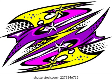 Design vector racing background with a unique stripe pattern and a mix of bright colors and star effects suitable for your wrapping designs