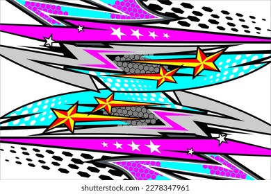Design vector racing background with a unique stripe pattern and a mix of bright colors and star effects suitable for your wrapping designs