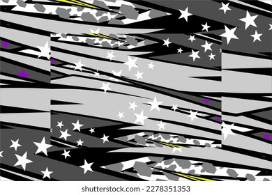 Design vector racing background with a unique stripe pattern and a mix of grayscale colors and star effects suitable for your wrapping designs