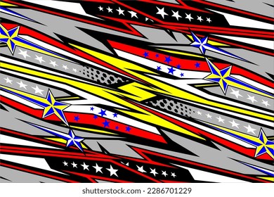 design vector racing background with a unique line pattern and with a blend of gray, yellow, red, dark gray and with a star effect. suitable for your wrapping design