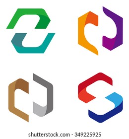 Design vector ribbon logo template. "c", "z","n","s" letters icon set. You can use in the commerce, financial, traffic, building, construction and communication concept of pattern. 
