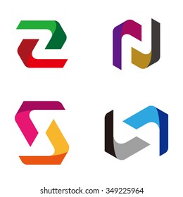 Design vector ribbon logo template. "c","z","L","n","s" letters icon set. You can use in the commerce, financial, traffic, construction and communication concept of pattern. 