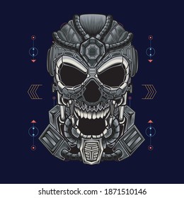 Design Vector of Robot Skull geometric