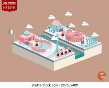 design vector of rome italy,rome city design in perspective,cute design of rome