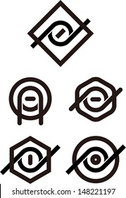 Design vector round eyes logo template. "A", "P", "d", "O" letters icon set. You can use in the studio, coffee, tea, bar, awards, restaurant and other organization concept of pattern. 