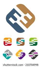 Design vector round logos template.  "s", "y" letters icon set. You can use in the financial, chips, electronics, integrated circuits, and communication concept of pattern. 
