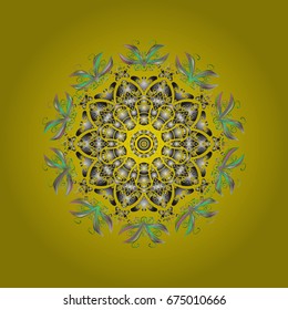 Design. Vector seamless background for Christmas with decorative snowflakes. Pattern on colorful background.