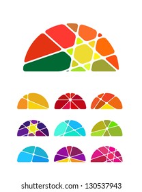 Design vector semicircular logo element. Colorful abstract pattern, icon set. You can use in the environmental protection, resource recovery, farm, club, leisure club, sky, and other commercial image.