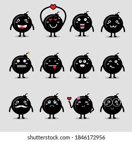 Design Vector set of Cute Bomb Mascot
