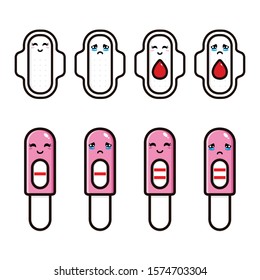 design vector set of pregnancy test kits and sanitary napkins