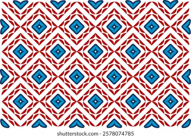 Design vector simple geometric pattern. Ethnic graphic design red and blue. Background and wallpaper in ethnic style.