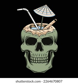 design vector skull summer vibes coconut artwork