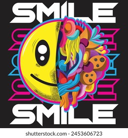 Design Vector Smiley Flowers for T shirt, Stiker