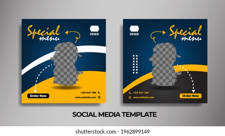 Design vector social media templates for you to post promoting your food menu.