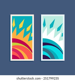 Design vector sun logo element. Colorful vintage label