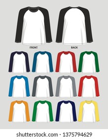 design vector t shirt template raglan long sleeve