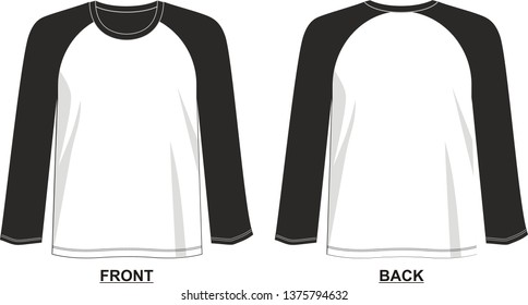 Design Vector T Shirt Template Raglan Long Sleeve