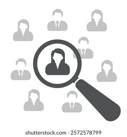 Design vector of talent search, recruitment, job vacancies, selected female candidates. 