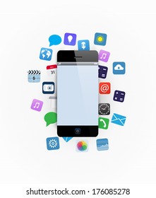 Design vector technology application phone and Smartphone, Smartphone display on application with white background