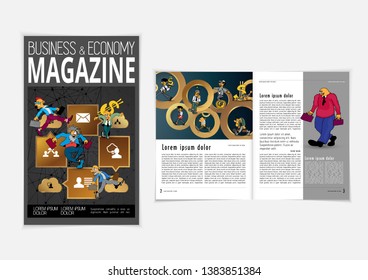 Design vector template brochures, flyers, presentations for business with cartoon characters
