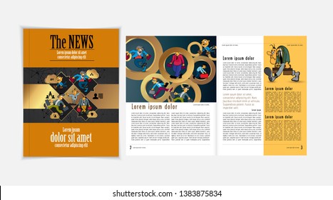 Design vector template brochures, flyers, presentations for business with cartoon characters
