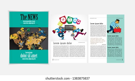 Design vector template brochures, flyers, presentations for business with cartoon characters
