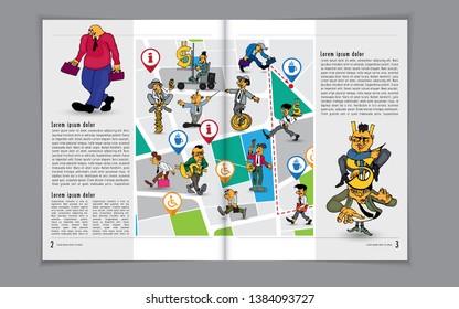 Design vector template brochures, flyers, presentations for business with cartoon characters