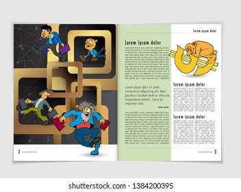 Design vector template brochures, flyers, presentations for business with cartoon characters