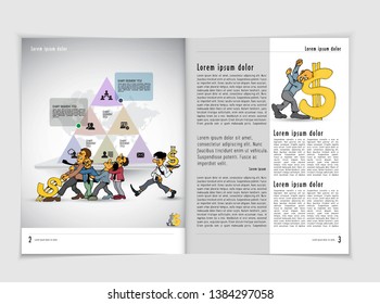 Design vector template brochures, flyers, presentations for business with cartoon characters