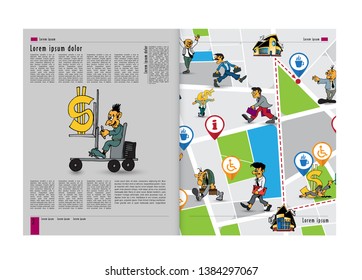 Design vector template brochures, flyers, presentations for business with cartoon characters