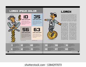 Design vector template brochures, flyers, presentations for business with cartoon characters