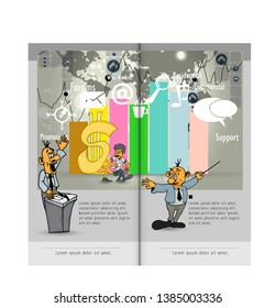 Diseñar folletos, volantes, presentaciones para empresas con personajes de dibujos animados