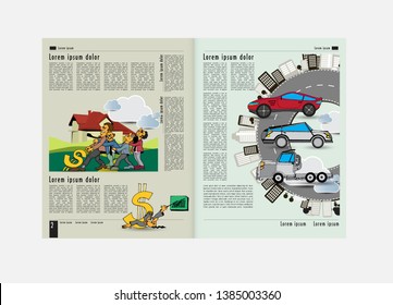 Design vector template brochures, flyers, presentations for business with cartoon characters