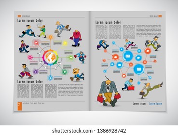 Design vector template brochures, flyers, presentations for business with cartoon characters