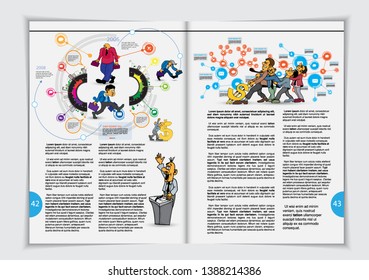 Design vector template brochures, flyers, presentations for business with cartoon characters