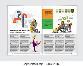 Design vector template brochures, flyers, presentations for business with cartoon characters