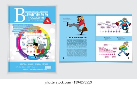 Design vector template brochures, flyers, presentations for business with cartoon characters
