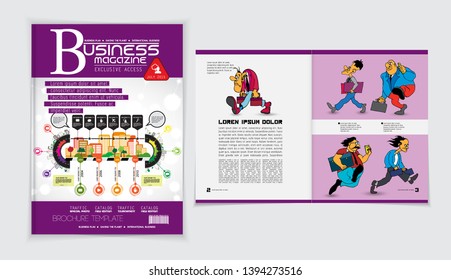 Design vector template brochures, flyers, presentations for business with cartoon characters