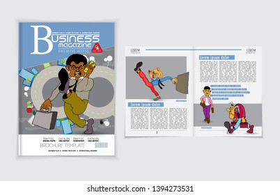 Design vector template brochures, flyers, presentations for business with cartoon characters